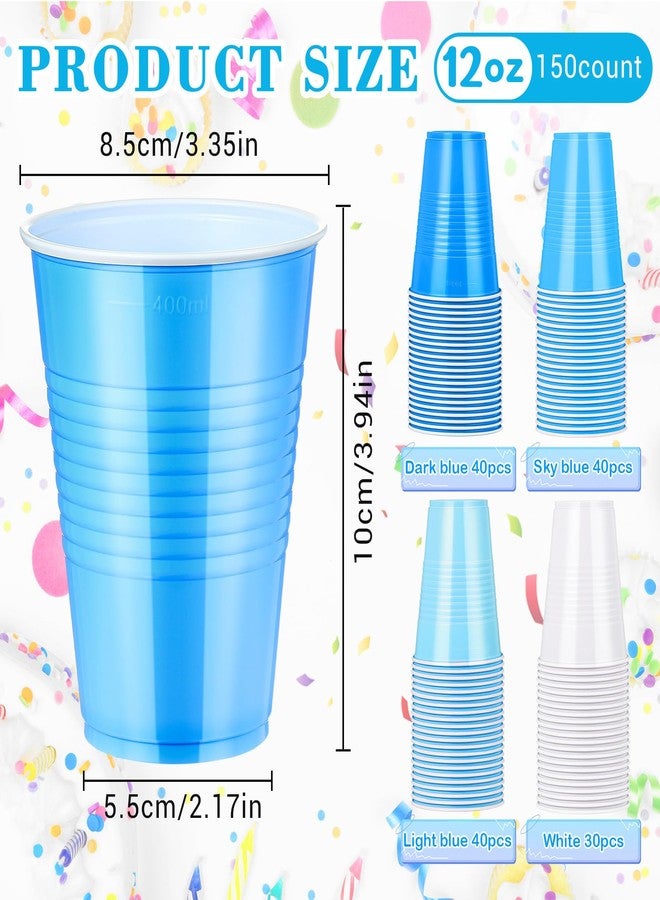Afarnook 150 Pcs 12oz Plastic Cups Bulk Blue Disposable Party Cups Supplies for Birthday Wedding Graduation Halloween Thanksgiving Christmas Festival Family Gatherings Celebrations - Image 2